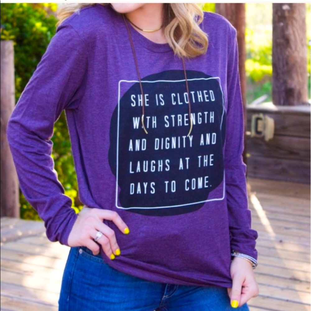 Bella Canvas Plum Long Sleeve Tee with Black & White Inspirational Graphic